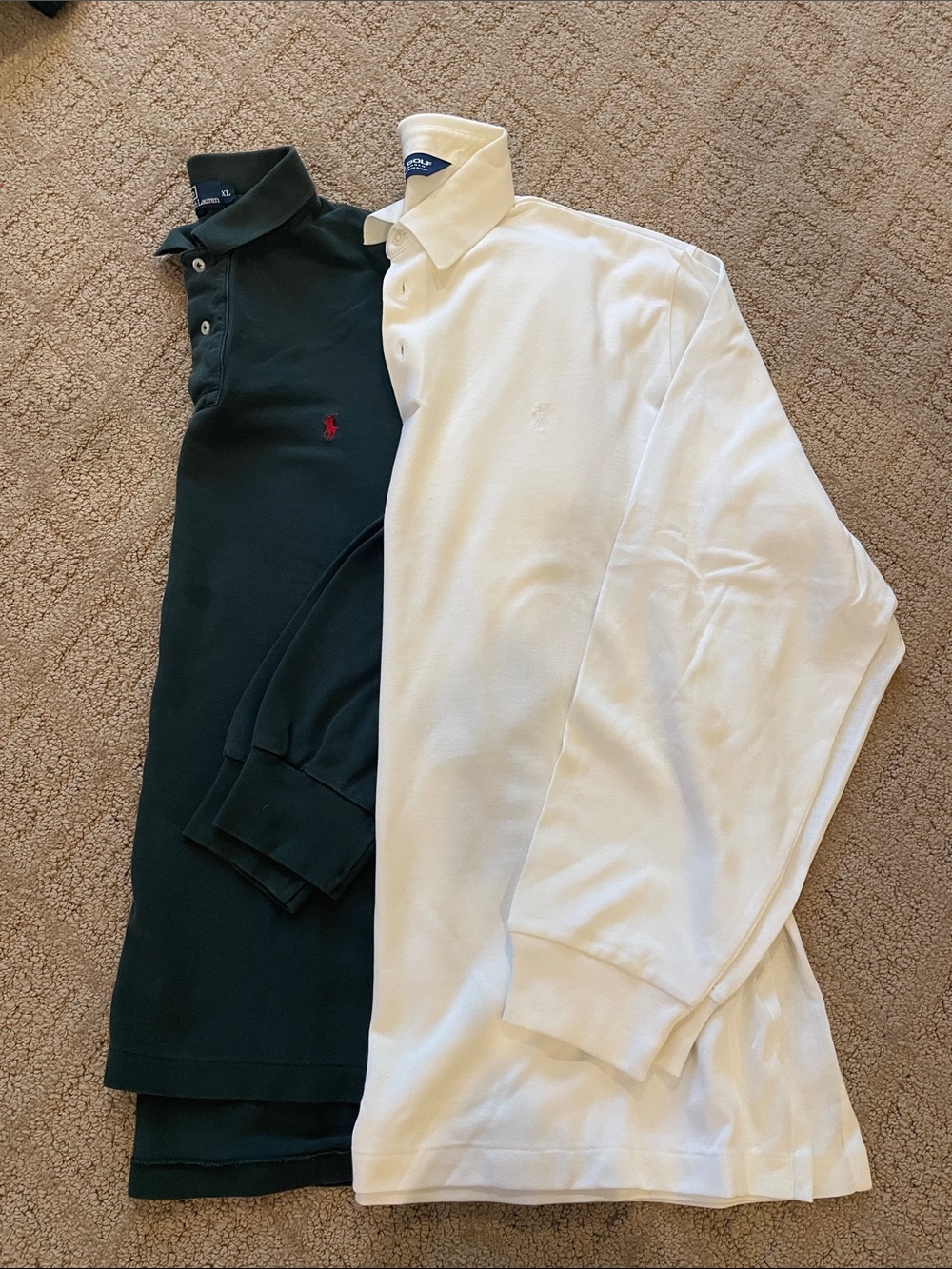 Polo by Ralph Lauren Long-Sleeve Polo Shirts - Dark Green & White